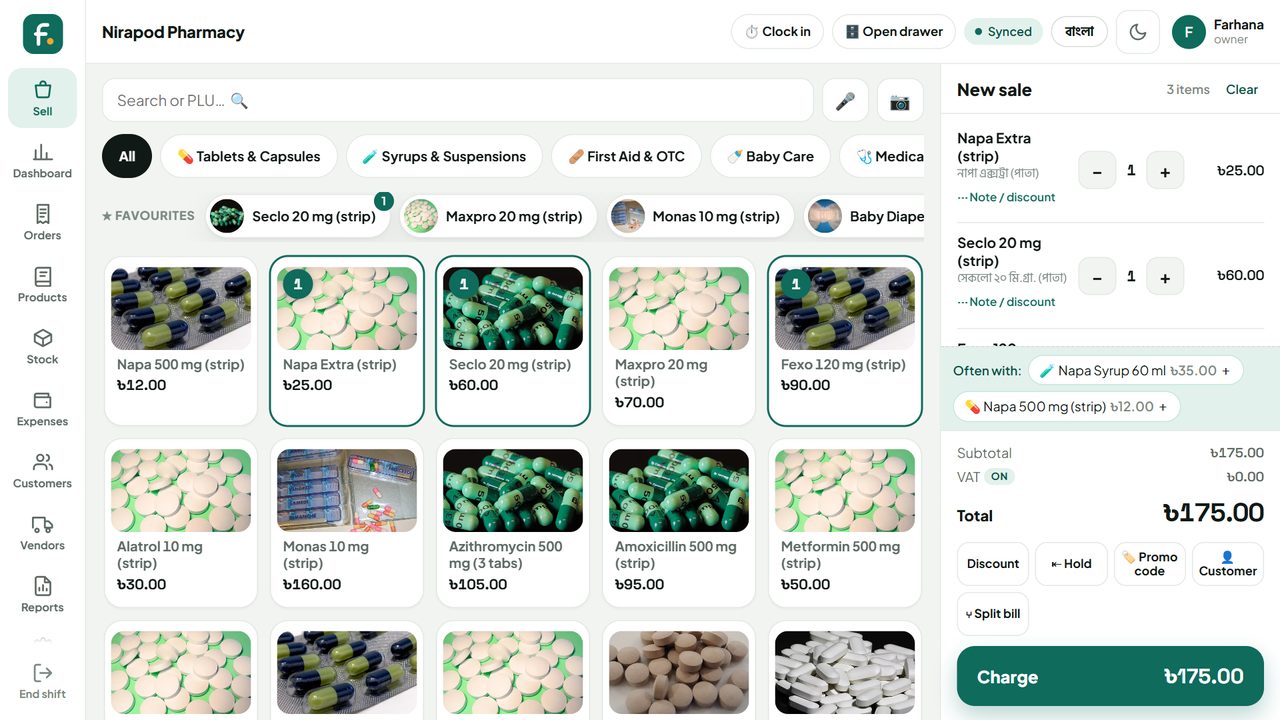 A pharmacy selling medicine strips on Finetabz.